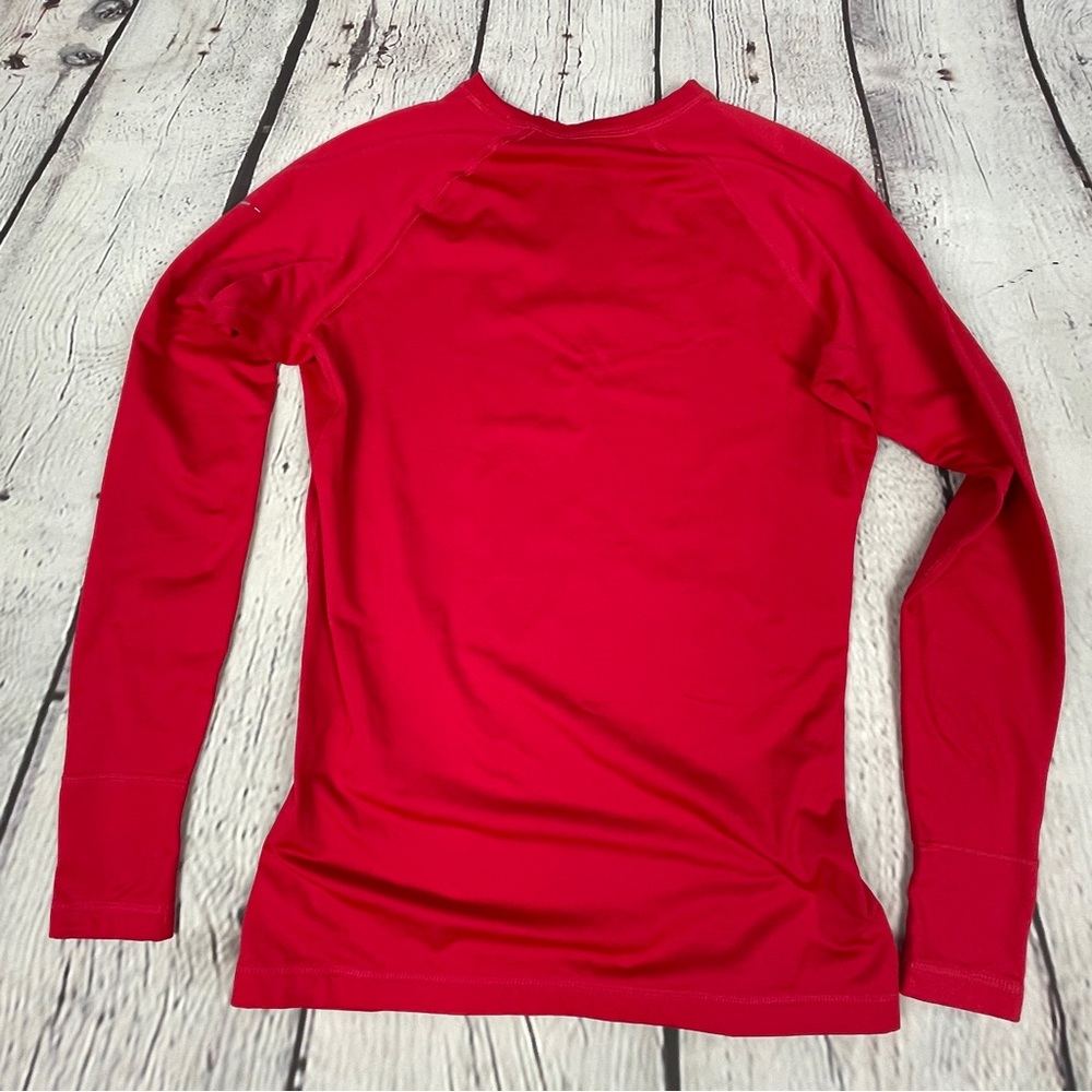 NIKE Pro red long sleeve thermal fleece lined crew neck logo top, size M - Picture 11 of 16